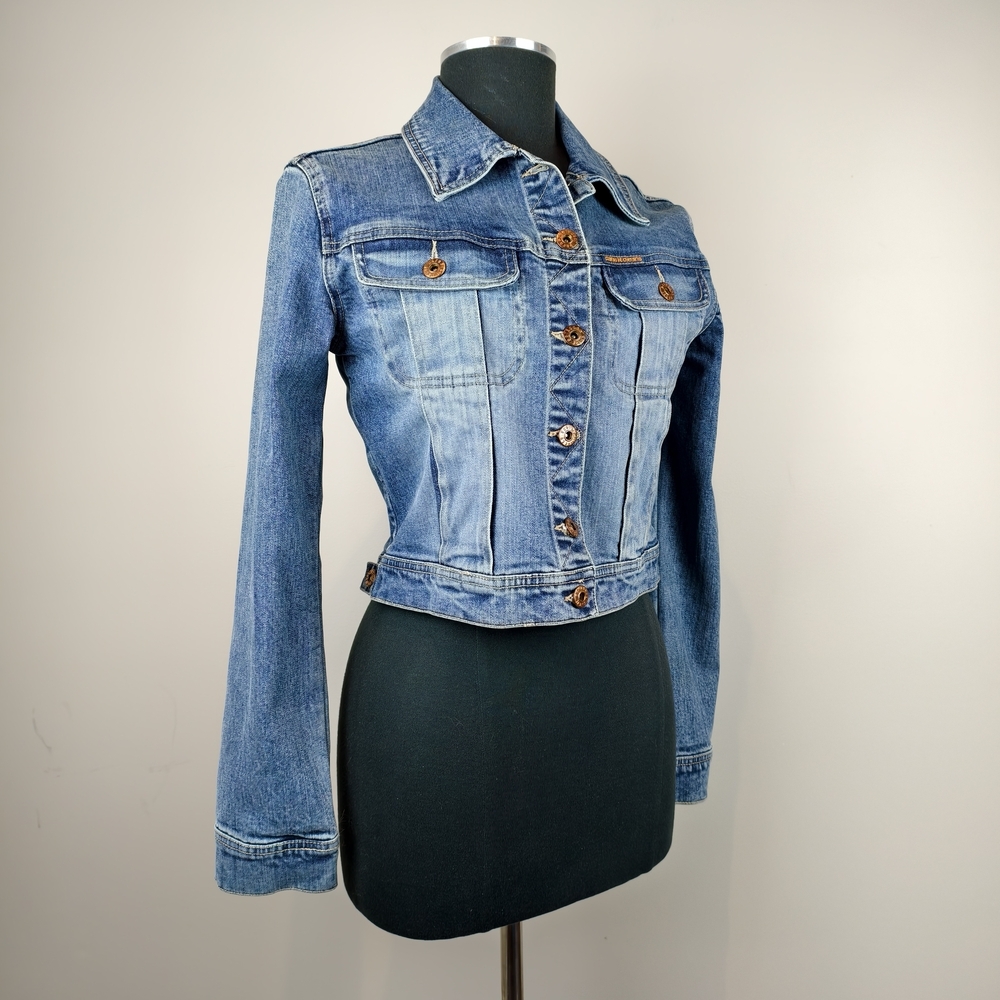 Parasuco Cropped Denim Vintage Jacket Y2K Womens S Distress